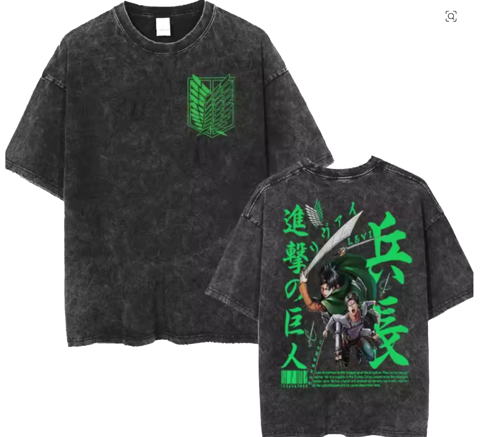 Levi Vanguard - Anime Washed Cotton Oversized Tee